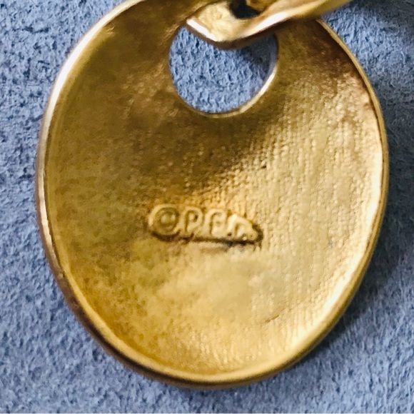 Vintage SIGNED P.E. MCM Costume Gold & Silver Tone Geometric Shape Drop Earrings - Picture 9 of 10